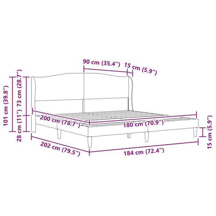 Cadru de pat cu headboard Gri închis 180 x 200 cm Catifea WALTI