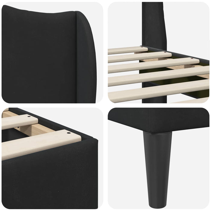 Cadru de pat cu headboard Negru 180 x 200 cm Catifea WALTI