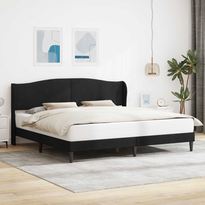 Cadru de pat cu headboard Negru 180 x 200 cm Catifea WALTI