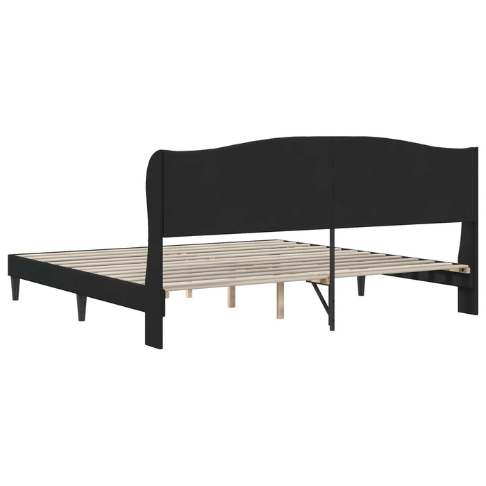 Cadru de pat cu headboard Negru 180 x 200 cm Catifea WALTI