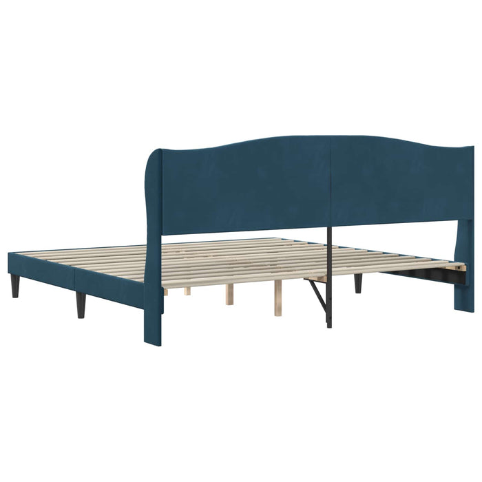 Cadru de pat cu headboard albastru 180 x 200 cm Catifea - WALTI WALTI