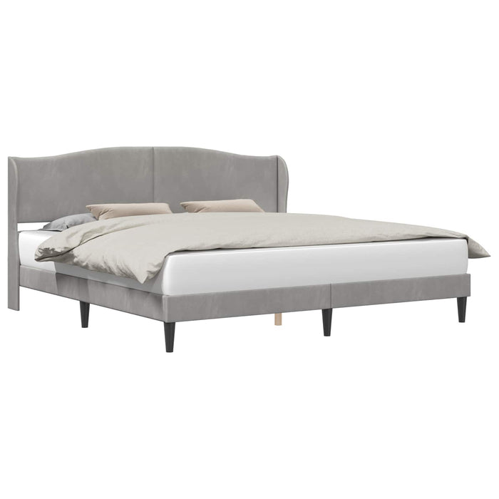 Cadru de pat cu headboard Gri deschis 200 x 200 cm Catifea WALTI