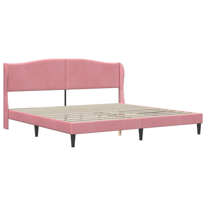 Cadru de pat cu headboard Roz 200 x 200 cm Catifea - WALTI WALTI
