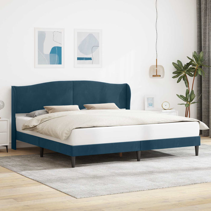 Cadru de pat cu headboard albastru 200 x 200 cm Catifea - WALTI WALTI