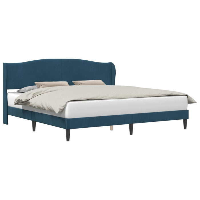 Cadru de pat cu headboard albastru 200 x 200 cm Catifea - WALTI WALTI