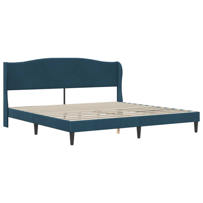 Cadru de pat cu headboard albastru 200 x 200 cm Catifea - WALTI WALTI