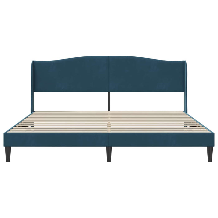 Cadru de pat cu headboard albastru 200 x 200 cm Catifea - WALTI WALTI