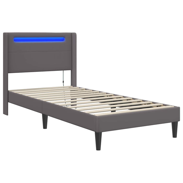 Cadru de pat cu benzi LED Gri 80 x 200 cm Piele artificială - WALTI WALTI