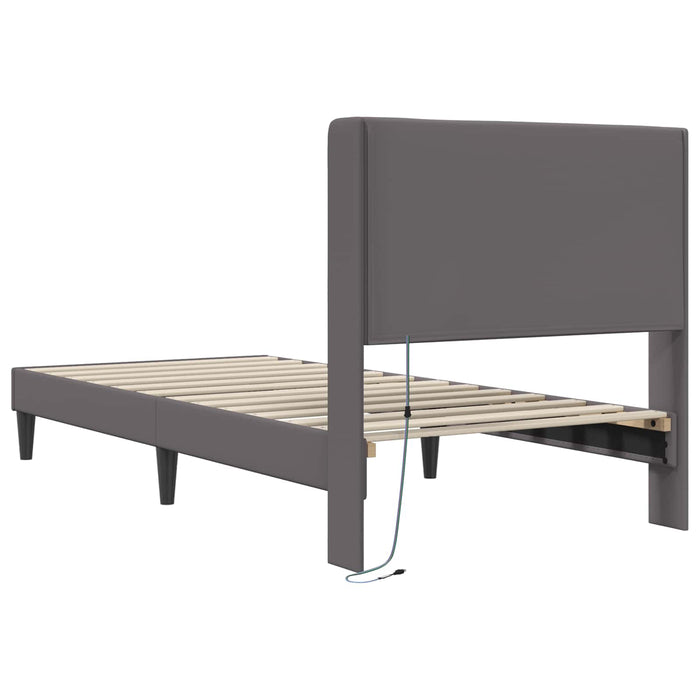 Cadru de pat cu benzi LED Gri 80 x 200 cm Piele artificială - WALTI WALTI