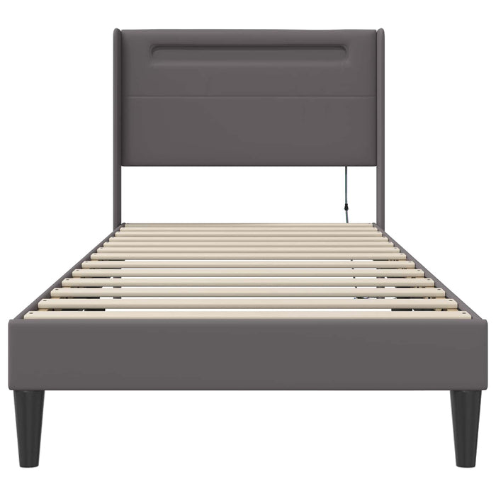 Cadru de pat cu benzi LED Gri 80 x 200 cm Piele artificială - WALTI WALTI