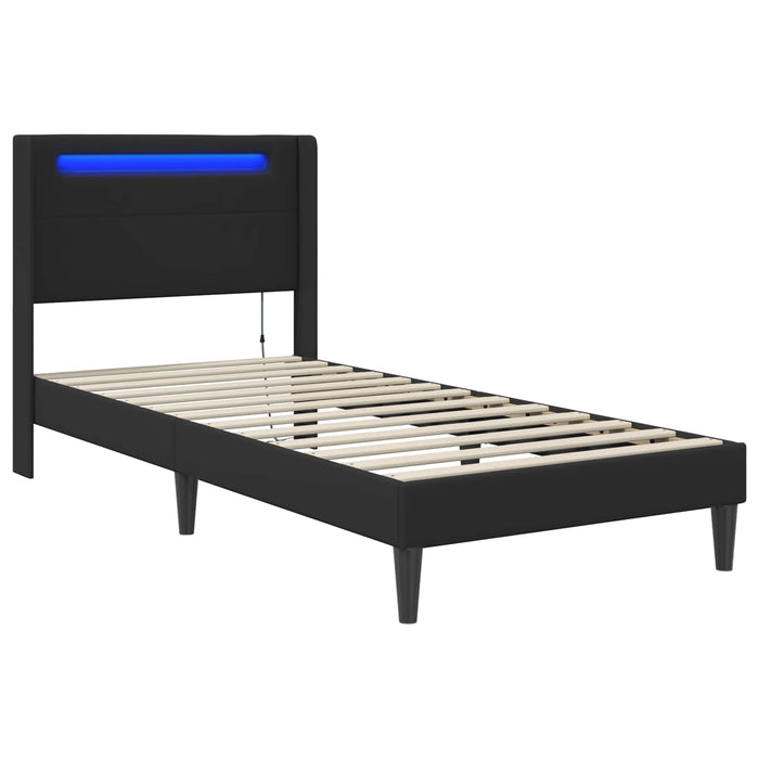 Cadru de pat cu benzi LED Negru 80 x 200 cm Piele artificială - WALTI WALTI