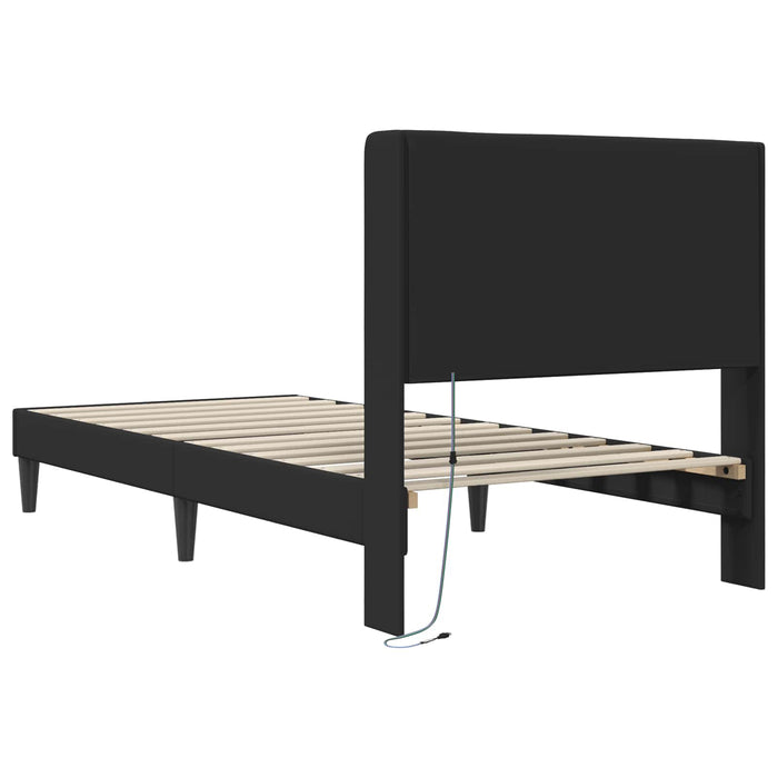 Cadru de pat cu benzi LED Negru 80 x 200 cm Piele artificială - WALTI WALTI