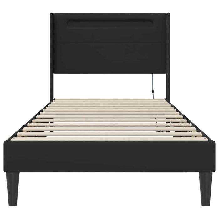 Cadru de pat cu benzi LED Negru 80 x 200 cm Piele artificială - WALTI WALTI