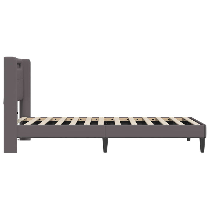 Cadru de pat cu benzi LED Gri 90 x 190 cm Piele artificială - WALTI WALTI