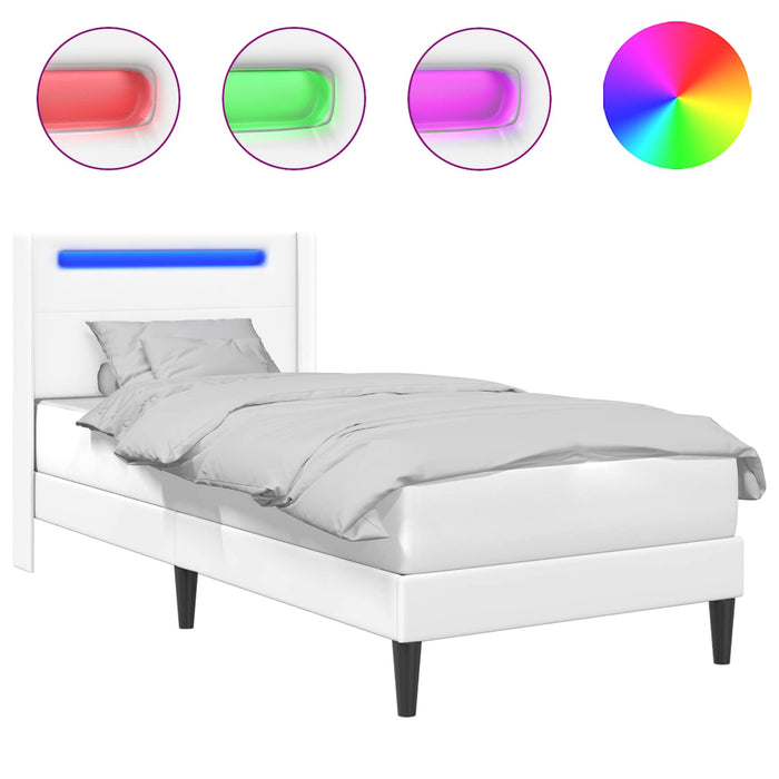 Cadru de pat cu benzi LED Alb 90 x 190 cm Piele artificială - WALTI WALTI