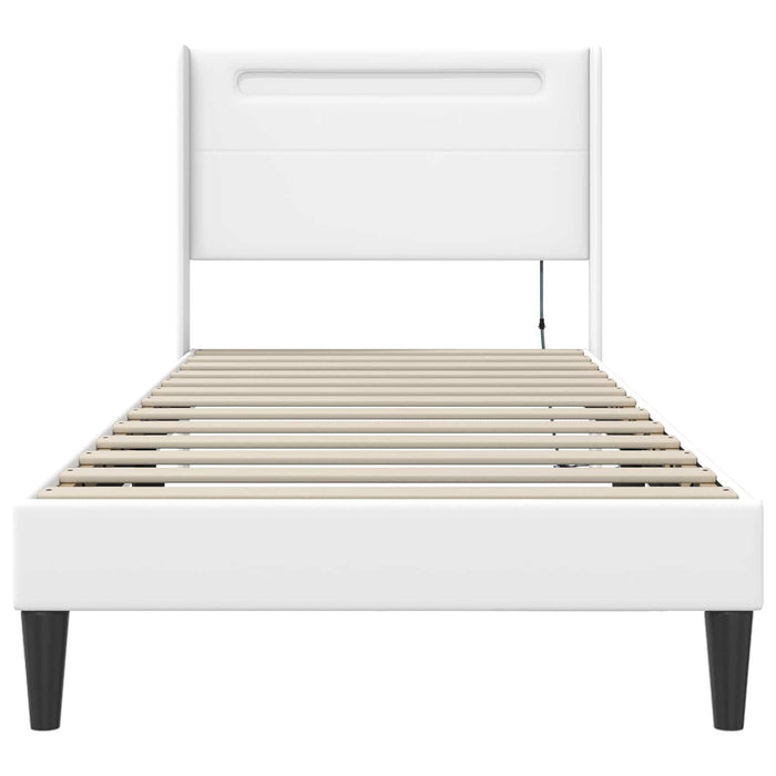 Cadru de pat cu benzi LED Alb 90 x 190 cm Piele artificială - WALTI WALTI