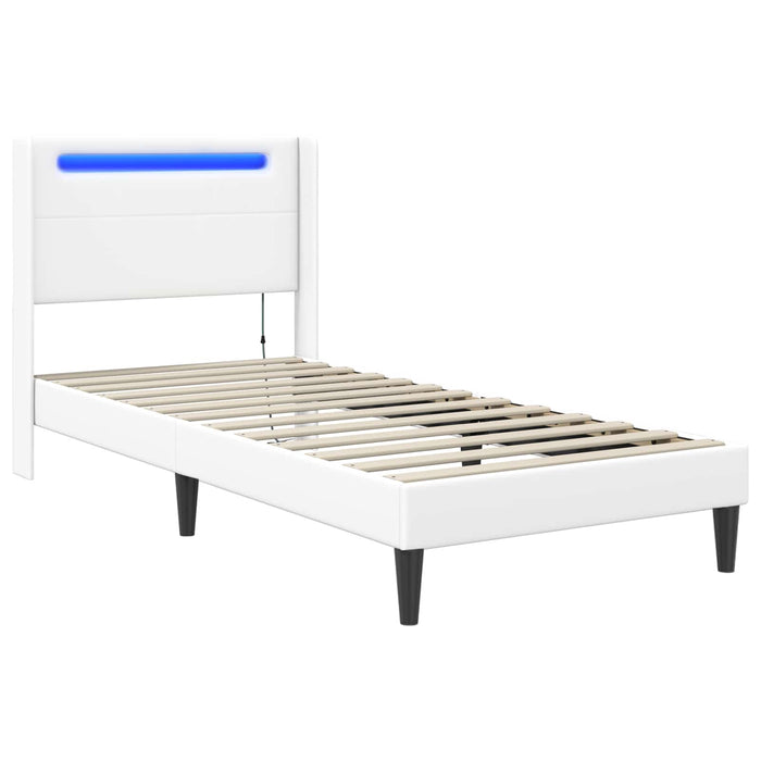 Cadru de pat cu benzi LED Alb 90 x 200 cm Piele artificială - WALTI WALTI