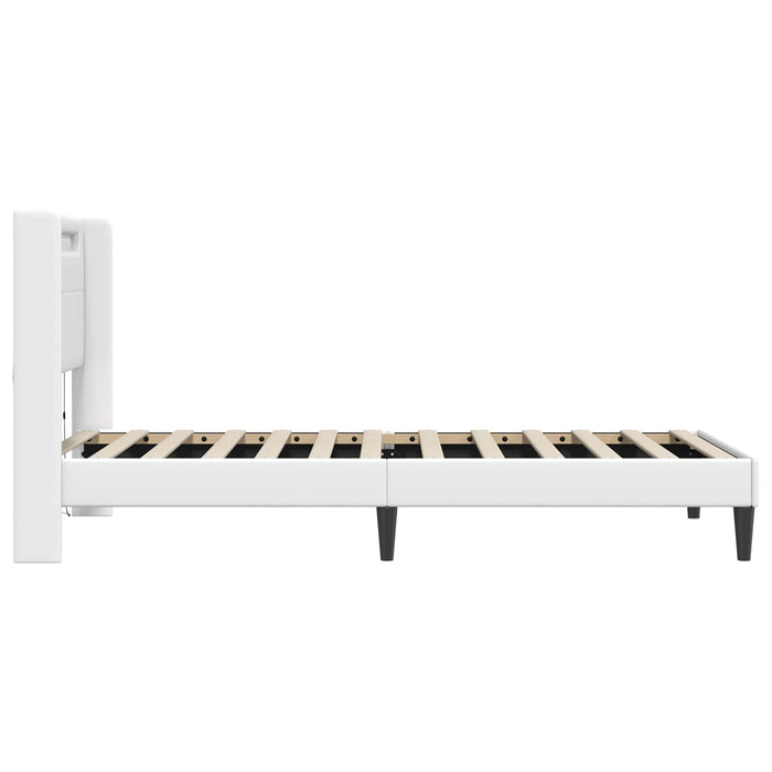 Cadru de pat cu benzi LED Alb 90 x 200 cm Piele artificială - WALTI WALTI