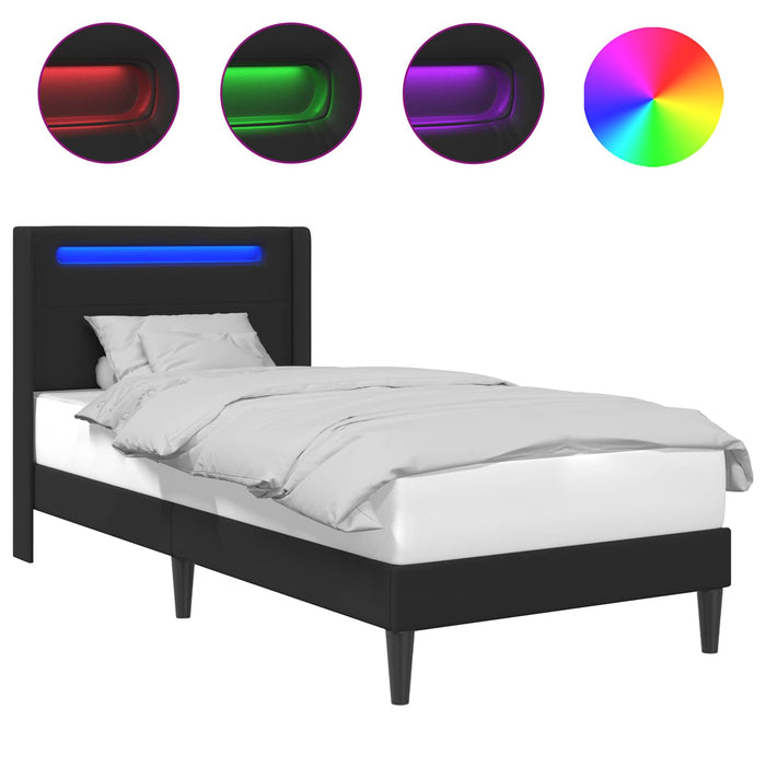 Cadru de pat cu benzi LED Negru 100 x 200 cm Piele artificială - WALTI WALTI