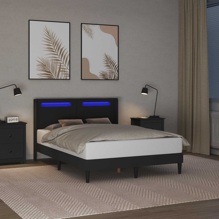 Cadru de pat cu benzi LED Negru 120 x 190 cm Piele artificială - WALTI WALTI