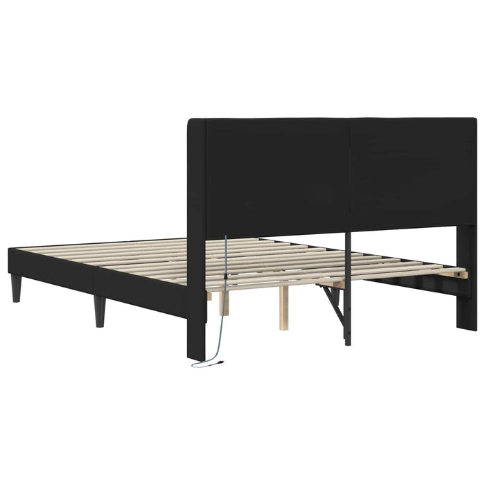 Cadru de pat cu benzi LED Negru 120 x 190 cm Piele artificială - WALTI WALTI