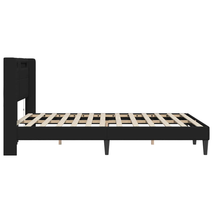 Cadru de pat cu benzi LED Negru 120 x 190 cm Piele artificială - WALTI WALTI