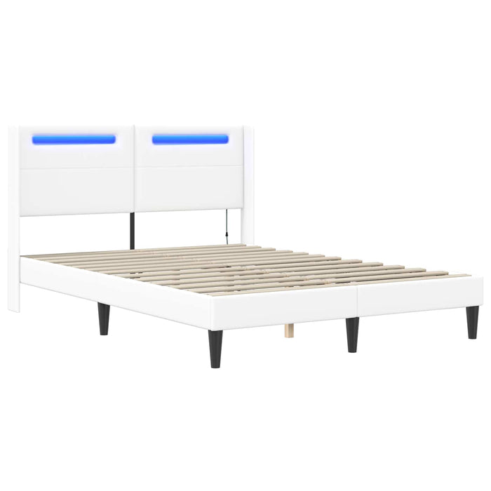 Cadru de pat cu benzi LED Alb 120 x 190 cm Piele artificială - WALTI WALTI