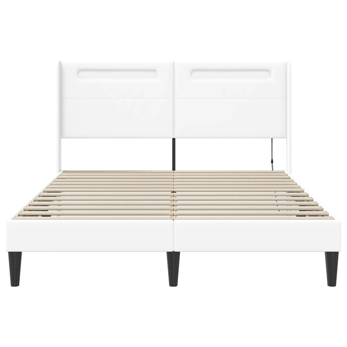 Cadru de pat cu benzi LED Alb 120 x 190 cm Piele artificială - WALTI WALTI