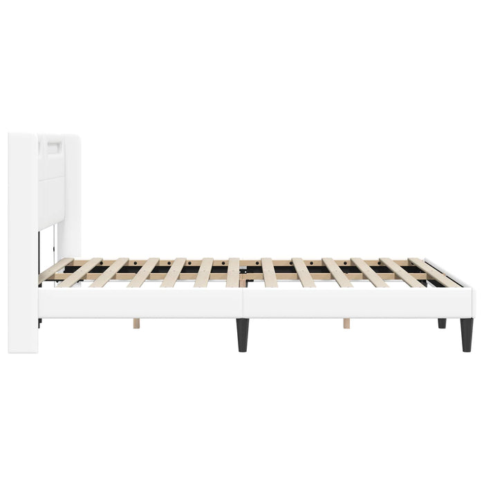 Cadru de pat cu benzi LED Alb 120 x 190 cm Piele artificială - WALTI WALTI