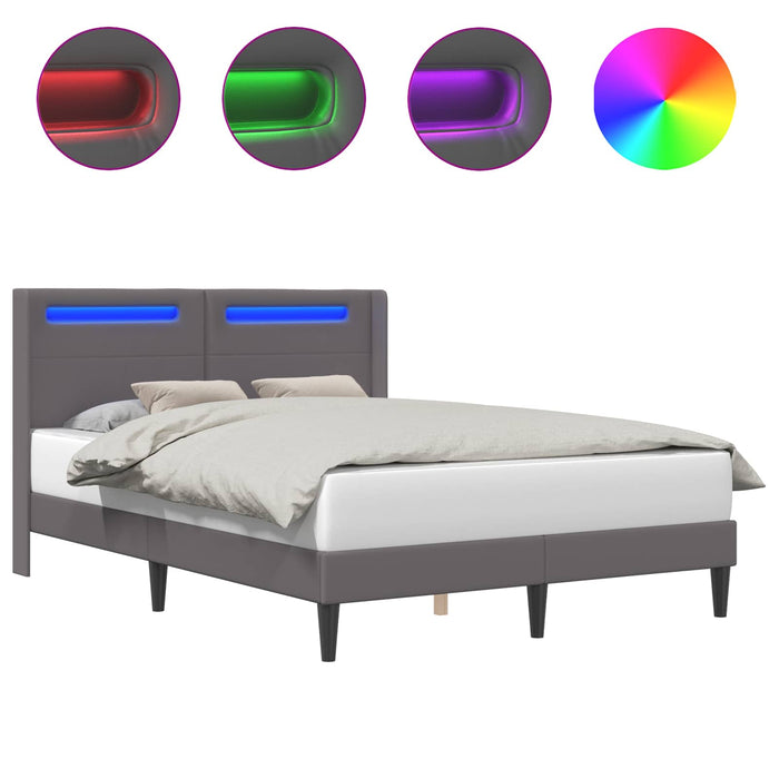 Cadru de pat cu benzi LED Gri 140 x 200 cm Piele artificială - WALTI WALTI