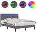 Cadru de pat cu benzi LED Gri 140 x 200 cm Piele artificială - WALTI WALTI