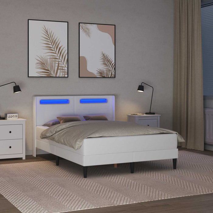 Cadru de pat cu benzi LED Alb 140 x 200 cm Piele artificială - WALTI WALTI