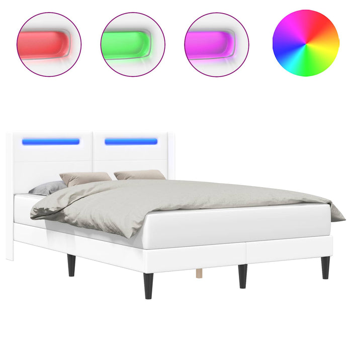 Cadru de pat cu benzi LED Alb 140 x 200 cm Piele artificială - WALTI WALTI