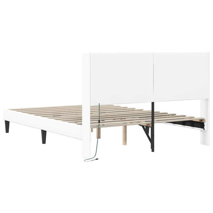 Cadru de pat cu benzi LED Alb 140 x 200 cm Piele artificială - WALTI WALTI