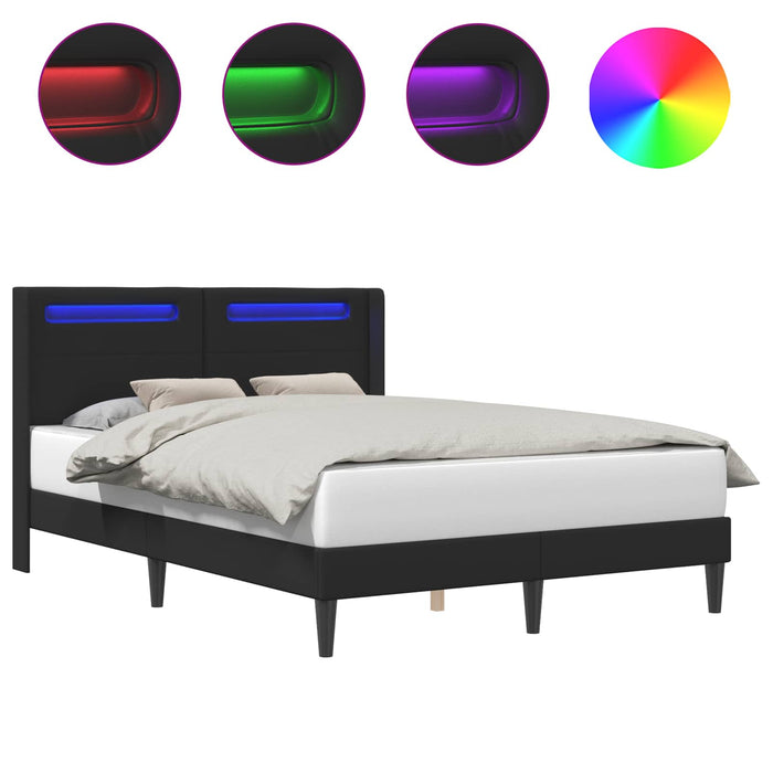 Cadru de pat cu benzi LED Negru 160 x 200 cm Piele artificială - WALTI WALTI