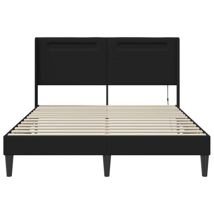 Cadru de pat cu benzi LED Negru 160 x 200 cm Piele artificială - WALTI WALTI