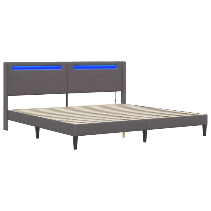 Cadru de pat cu benzi LED Gri 180 x 200 cm Piele artificială - WALTI WALTI
