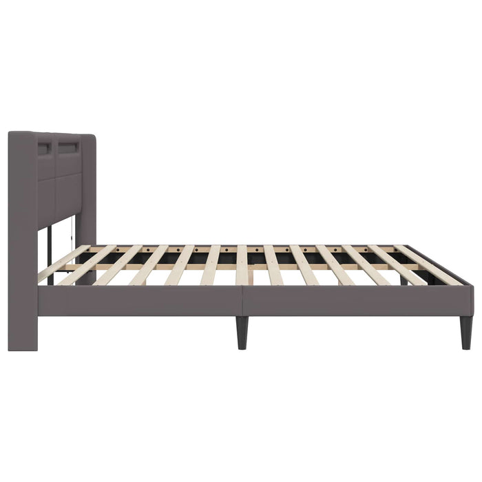 Cadru de pat cu benzi LED Gri 180 x 200 cm Piele artificială - WALTI WALTI