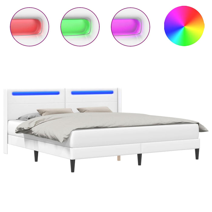 Cadru de pat cu benzi LED Alb 180 x 200 cm Piele artificială - WALTI WALTI
