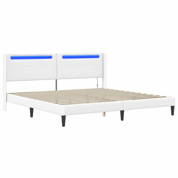 Cadru de pat cu benzi LED Alb 180 x 200 cm Piele artificială - WALTI WALTI