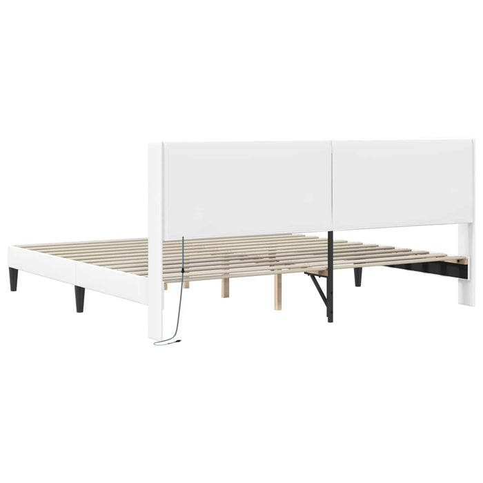 Cadru de pat cu benzi LED Alb 180 x 200 cm Piele artificială - WALTI WALTI