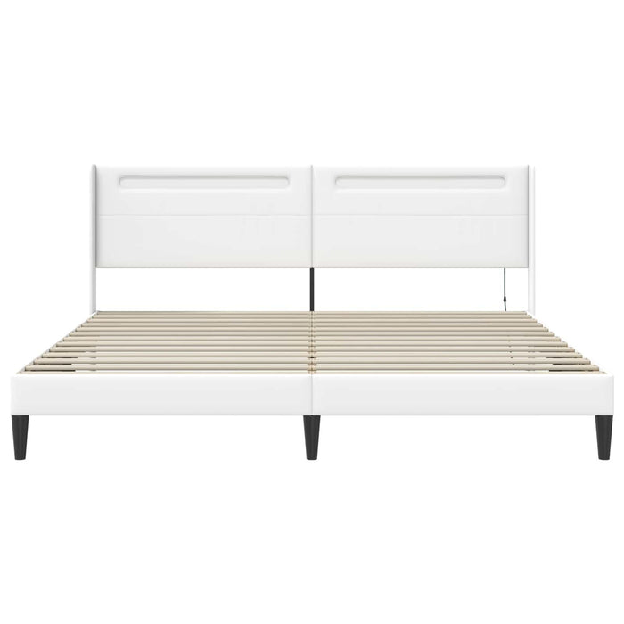 Cadru de pat cu benzi LED Alb 180 x 200 cm Piele artificială - WALTI WALTI