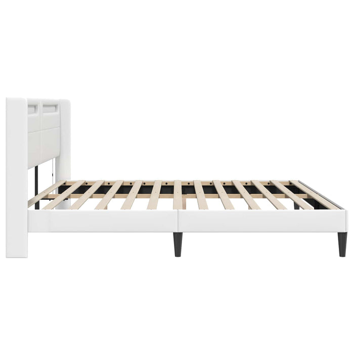 Cadru de pat cu benzi LED Alb 180 x 200 cm Piele artificială - WALTI WALTI