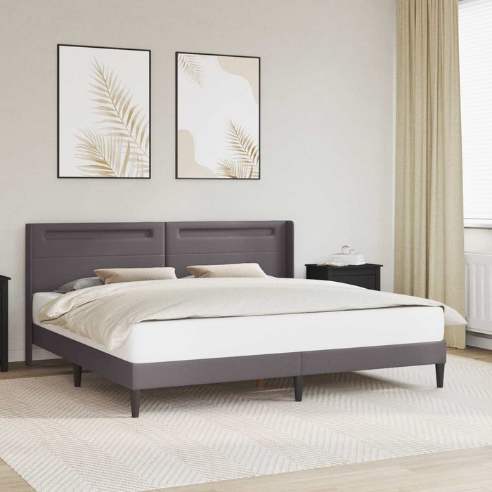 Cadru de pat cu benzi LED Gri 200 x200 cm Piele artificială - WALTI WALTI