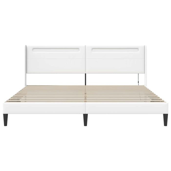 Cadru de pat cu benzi LED Alb 200 x200 cm Piele artificială - WALTI WALTI