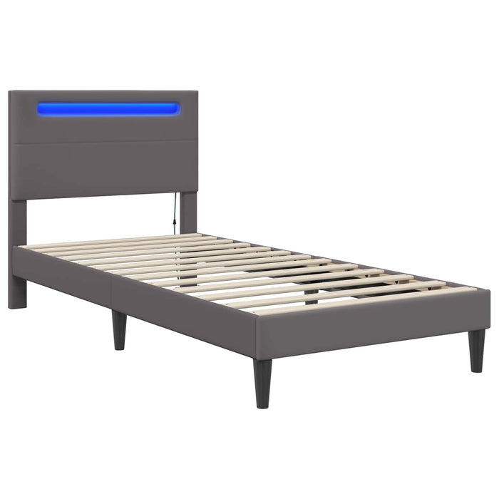 Cadru de pat cu benzi LED Gri 80 x 200 cm Piele artificială - WALTI WALTI