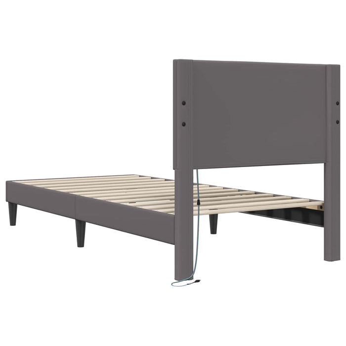 Cadru de pat cu benzi LED Gri 80 x 200 cm Piele artificială - WALTI WALTI