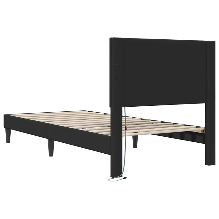 Cadru de pat cu benzi LED Negru 80 x 200 cm Piele artificială - WALTI WALTI