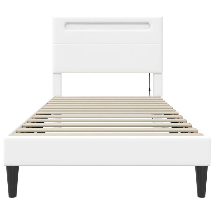 Cadru de pat cu benzi LED Alb 80 x 200 cm Piele artificială - WALTI WALTI