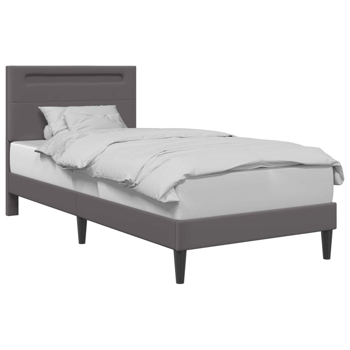 Cadru de pat cu benzi LED Gri 90 x 190 cm Piele artificială - WALTI WALTI